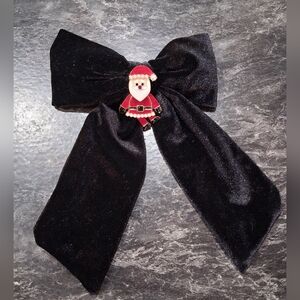 Nwot. Piper K Velvet Santa Dangle Christmas Hair Bow